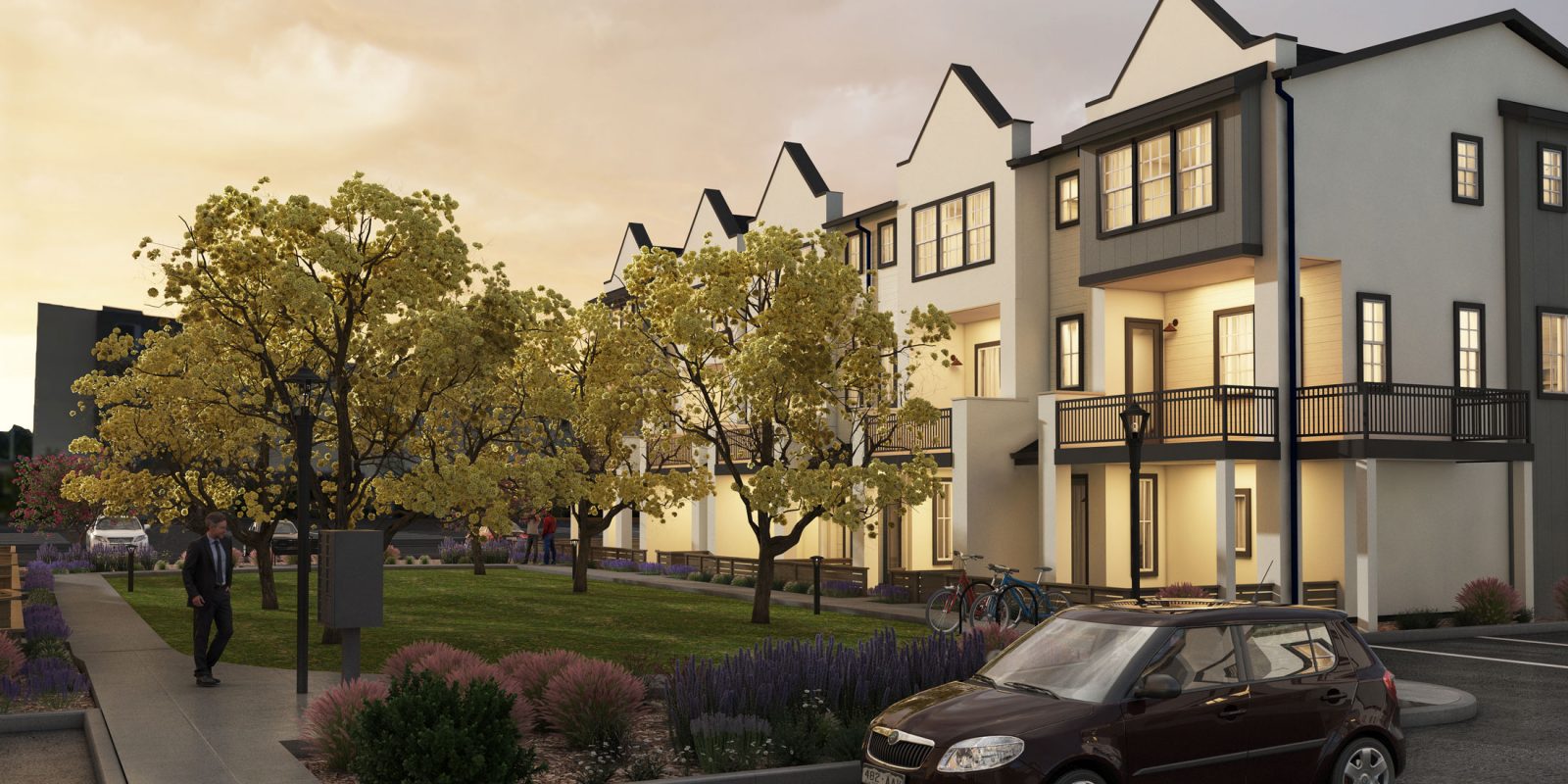 Arista 3-Story Rows: Rear Elevation